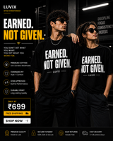 Earned Not Given Graphic Oversized T-Shirt – Premium Cotton Gym Wear