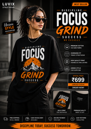 Focus Grind Oversized T-Shirt – Premium Quality Gym & Streetwear Tee