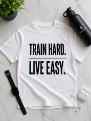 Train Hard Live Easy | Premium Gym  T-Shirt | Minimalist Fitness T