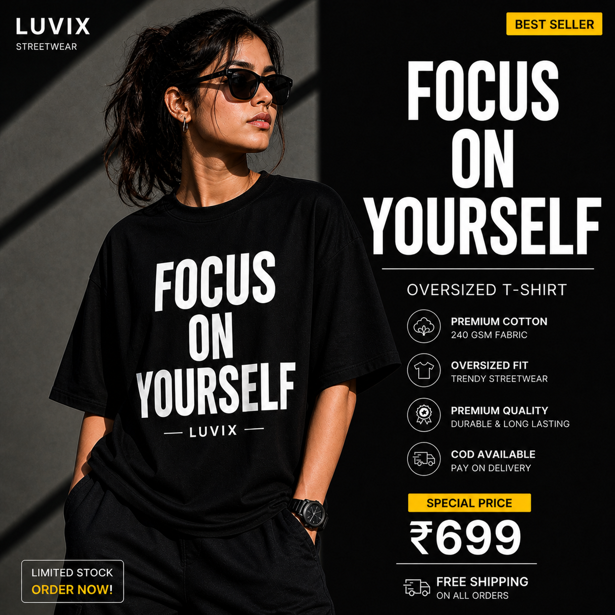 Focus On Yourself Oversized T-Shirt – Premium Quality Unisex Streetwear Tee