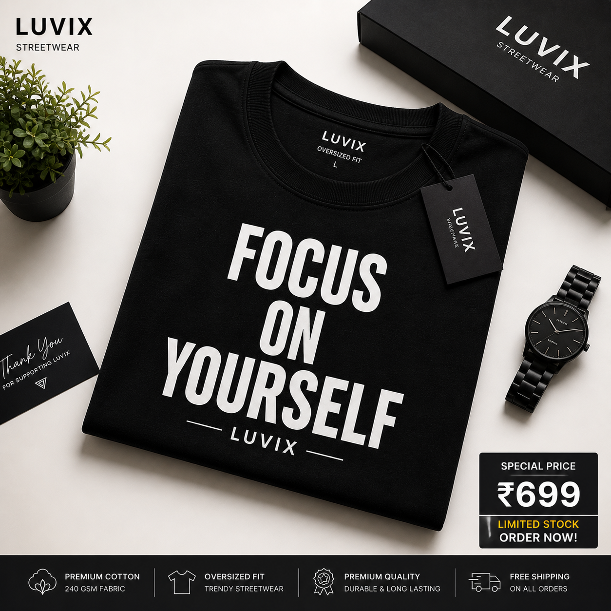 Focus On Yourself Oversized T-Shirt – Premium Quality Unisex Streetwear Tee